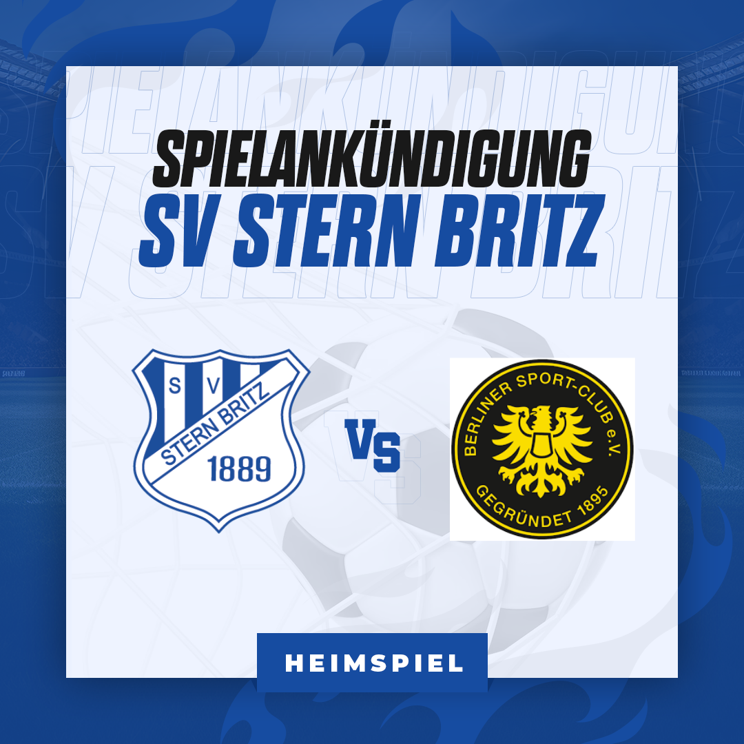 Spielankündigung zum Heimspiel gegen Berliner SC - Stern Britz